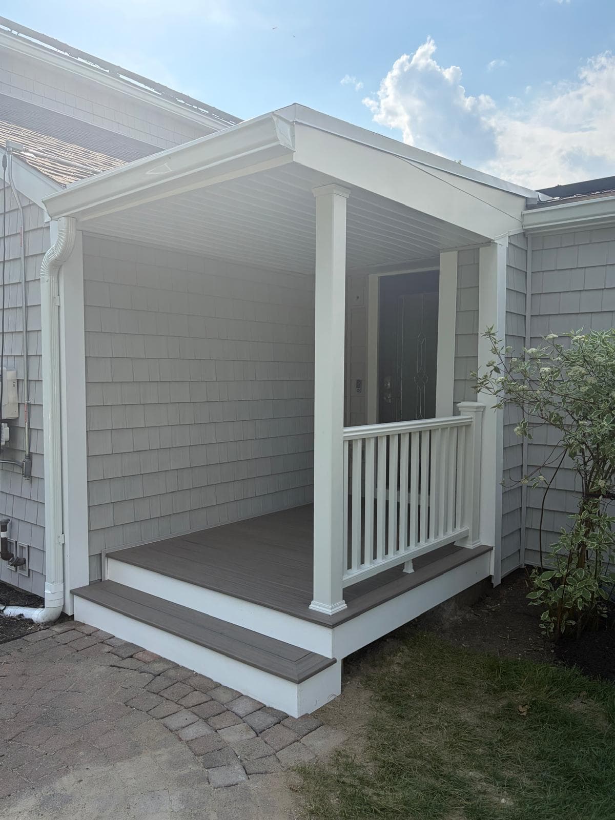 Matched Cedar Shake Siding on Porch Addition – Webster, MA
